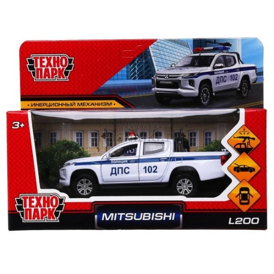 Изображение ТЕХНОПАРК MITSUBISHI L200 пикап Полиция 13 см белый