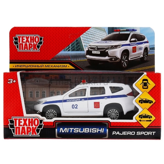 Изображение ТЕХНОПАРК MITSUBISHI Pajero Sport Полиция 12 см белый