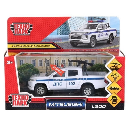 Изображение ТЕХНОПАРК MITSUBISHI L200 Полиция ДПС 13 см белый + автомат