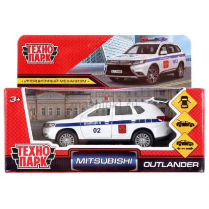 Изображение ТЕХНОПАРК MITSUBISHI Outlander Полиция 12 см белый