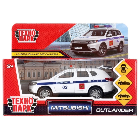 Изображение ТЕХНОПАРК MITSUBISHI Outlander Полиция 12 см белый