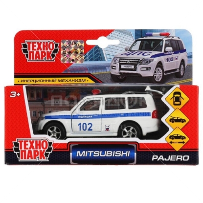 Изображение ТЕХНОПАРК MITSUBISHI Pajero Полиция 12 см белый
