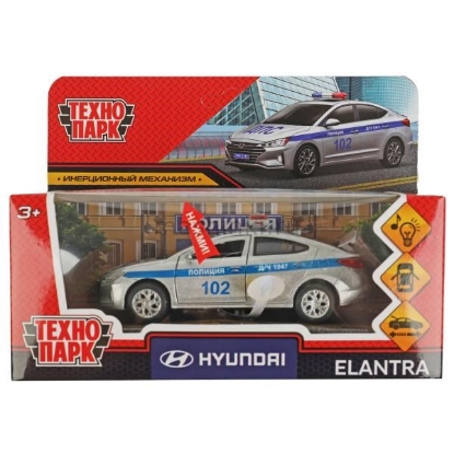 Изображение ТЕХНОПАРК HYUNDAI Elantra Полиция 12 см (свет, звук) серебристый