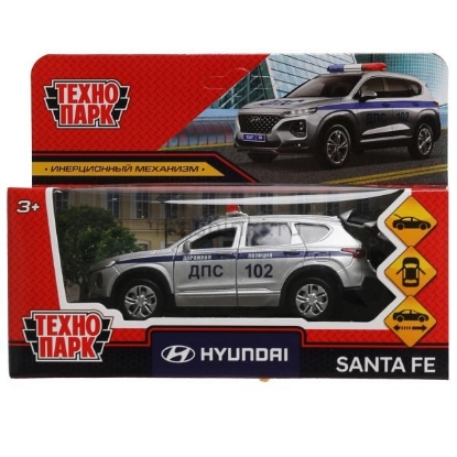 Изображение ТЕХНОПАРК HYUNDAI Santa Fe Полиция 12 см серебристый