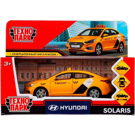 Изображение ТЕХНОПАРК HYUNDAI Solaris такси 12 см желтый