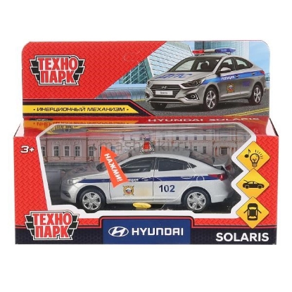 Изображение ТЕХНОПАРК HYUNDAI Solaris Полиция 12 см (свет, звук) серебристый