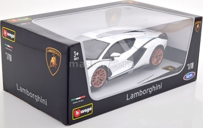 Изображение BBURAGO 1/18 LAMBORGHINI Sian FKP 37 white/black