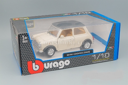 Изображение BBURAGO 1/18 MINI Cooper 1969 beige/black