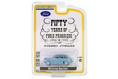 Изображение GREENLIGHT 1/64 FORD Super Deluxe Fordor Fifty Years of Ford Progress - Golden Jubilee 1946 blue