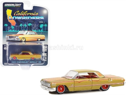 Изображение GREENLIGHT 1/64 CHEVROLET Impala SS 1963 gold metallic/red solid