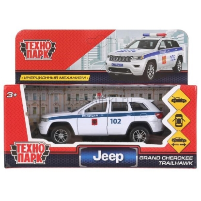 Изображение ТЕХНОПАРК JEEP Grand Cherokee Trailhawk Полиция 12 см белый