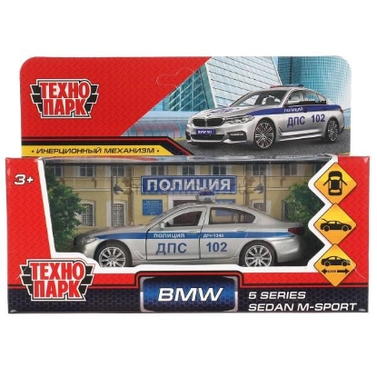 Изображение ТЕХНОПАРК BMW 5-ER Sedan M-Sport Полиция 12 см серебристый
