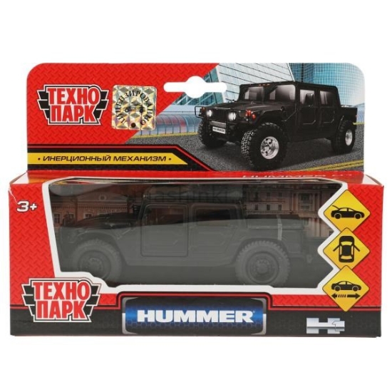 Изображение ТЕХНОПАРК HUMMER H1 пикап 12 см матовый черный