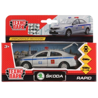 Изображение ТЕХНОПАРК SKODA Rapid Полиция 12 см серебристый