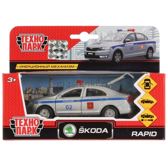 Изображение ТЕХНОПАРК SKODA Rapid Полиция 12 см серебристый