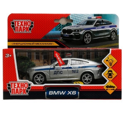 Изображение ТЕХНОПАРК BMW X6 Полиция 12 см (свет, звук) серебристый