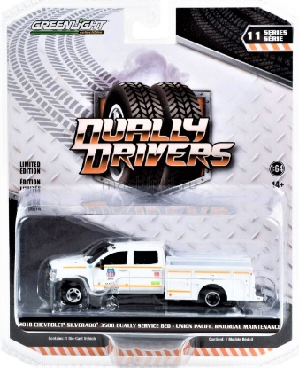 Изображение GREENLIGHT 1/64 CHEVROLET Silverado 3500 Dually Service Bed Union Pacific Railroad Maintenance Truck 2018