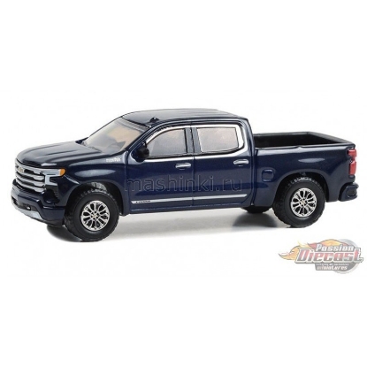 Изображение GREENLIGHT 1/64 CHEVROLET Silverado High Country 4x4 2023 northsky blue metallic