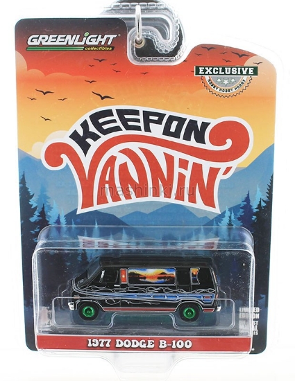 Изображение GREENLIGHT 1/64 DODGE B-100 Custom Van Mountain Sunrise Decoration 1977