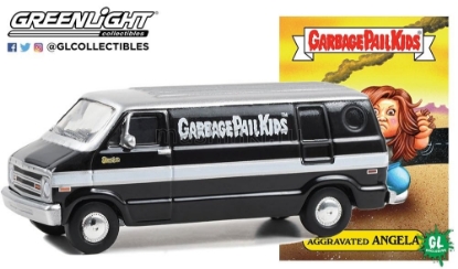 Изображение GREENLIGHT 1/64 DODGE B-100 Van GARBAGE PAIL KIDS 1977 black/white