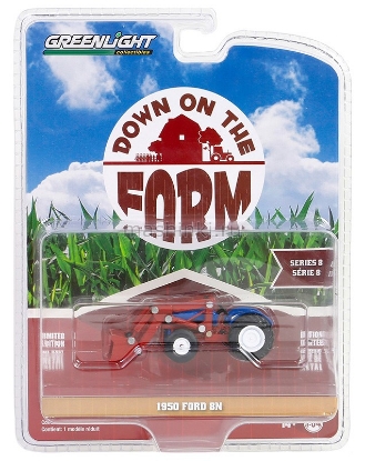 Изображение GREENLIGHT 1/64 FORD 8N трактор c фронтальным погрузчиком 1950 blue/red