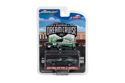 Изображение GREENLIGHT 1/64 FORD Mustang GT Fastback 1968 Green 24 Woodward Dream Cruise Featured Heritage Vehicle 2018