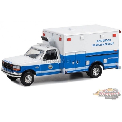 Изображение GREENLIGHT 1/64 FORD F-350 Van Ambulance Long Beach Search & Rescue 1993