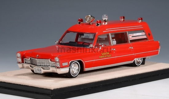 Изображение GLM STAMP 1/43 CADILLAC Miller-Meteor Ambulance North Ambulance 1968 red