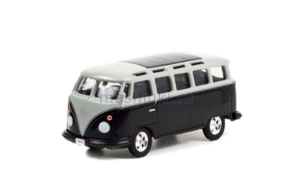 Изображение GREENLIGHT 1/64 VW T1 Bus (Lot №1426) 1962 black/silver/black interior