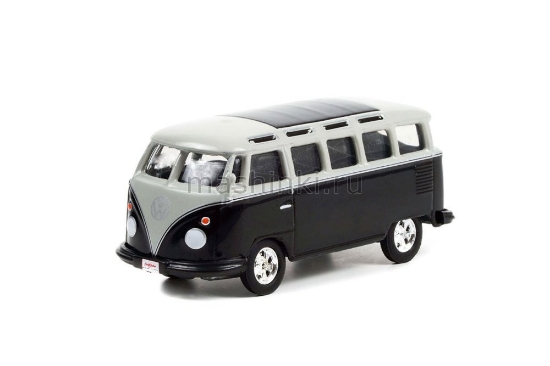 Изображение GREENLIGHT 1/64 VW T1 Bus (Lot №1426) 1962 black/silver/black interior