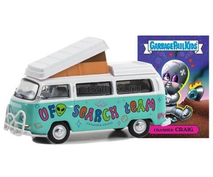 Изображение GREENLIGHT 1/64 VW T2  Westfalia кэмпер с подъемной крышей Unidentified Flying Object (UFO) Search Team Crashed Craig 1968