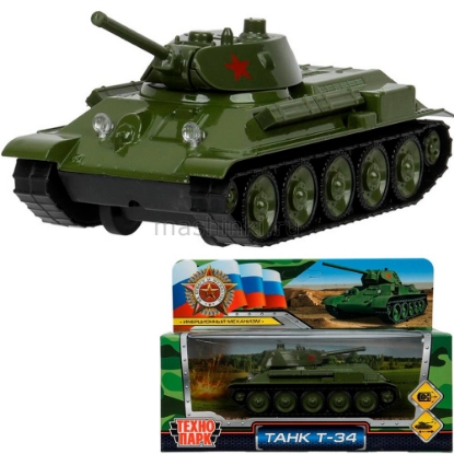 Изображение ТЕХНОПАРК Танк T-34 Красная звезда 12 см хаки