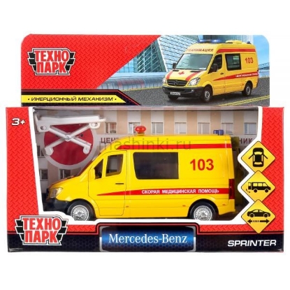 Изображение ТЕХНОПАРК MERCEDES-BENZ Sprinter Скорая помощь Реанимация 14 см желтый