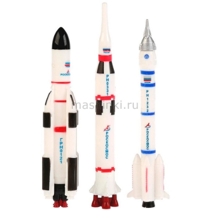 Изображение ТЕХНОПАРК Космос экспедиция 3 ракеты+2 космонавта металл. блистер