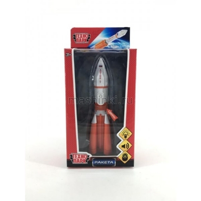Изображение ТЕХНОПАРК Космос: ракета 18 см (свет, звук, люк) бело-оранжевый