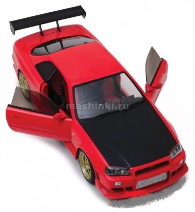 Изображение GREENLIGHT 1/18 NISSAN Skyline GT-R (R34) 1999 red неоновые светодиоды