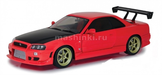 Изображение GREENLIGHT 1/18 NISSAN Skyline GT-R (R34) 1999 red неоновые светодиоды