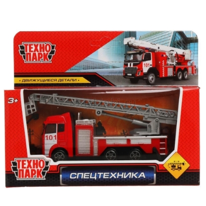 Изображение ТЕХНОПАРК Пожарная лестница 12 см подв. детали красный