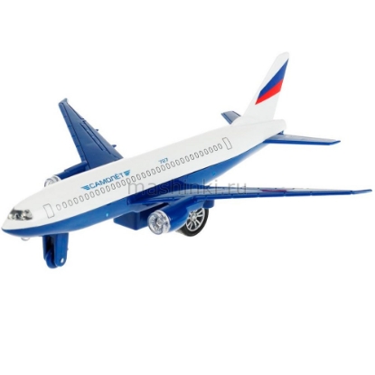 Изображение ТЕХНОПАРК Самолет гражданский 18,5 см (свет, звук) металл. бело-синий