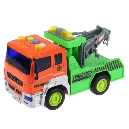 Изображение ТЕХНОПАРК КАМАЗ эвакуатор пластм. 17 см (свет, звук) откр. коробка