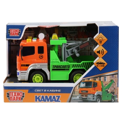 Изображение ТЕХНОПАРК КАМАЗ эвакуатор пластм. 17 см (свет, звук) откр. коробка