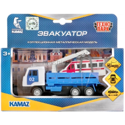 Изображение ТЕХНОПАРК КАМАЗ эвакуатор Полиция 12 см + ГАЗЕЛЬ Скорая помощь 7,5 см