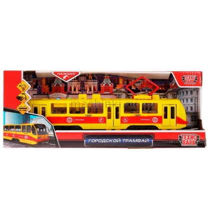 Изображение ТЕХНОПАРК Городской трамвай 30 см (свет, звук) пластм. желтый