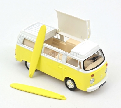 Изображение NOREV JET CAR 1/43 VW T2 Combi Camper Van с досками для серфинга 1973 yellow