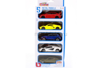 Изображение BBURAGO 1/43 Набор 5 шт машин (Audi/BMW/Chevrolet/VW/Subaru)