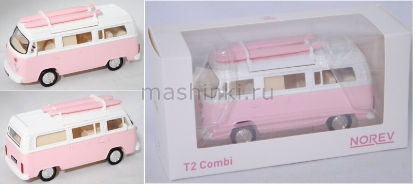 Изображение NOREV JET CAR 1/43 VW Beetle с досками для серфинга pink