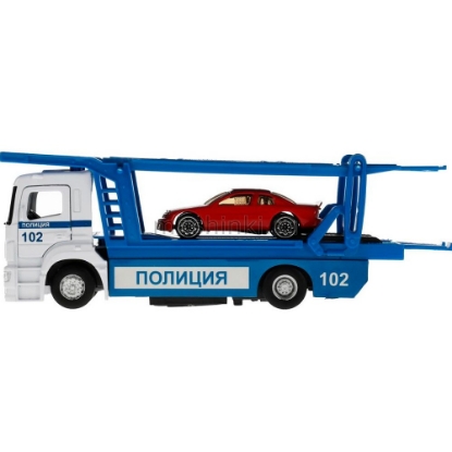 Изображение ТЕХНОПАРК KAMAЗ автовоз Полиция 20 см бело-синий + машинка
