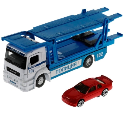 Изображение ТЕХНОПАРК KAMAЗ автовоз Полиция 20 см бело-синий + машинка