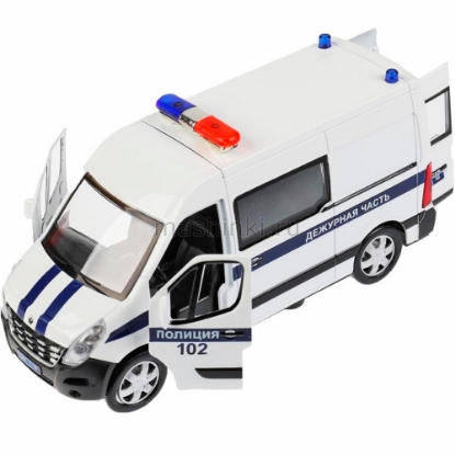 Изображение ТЕХНОПАРК RENAULT Master Полиция 14 см белый