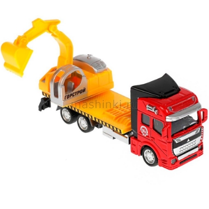 Изображение ТЕХНОПАРК Автоэкскаватор 19 см металл. желто-красный